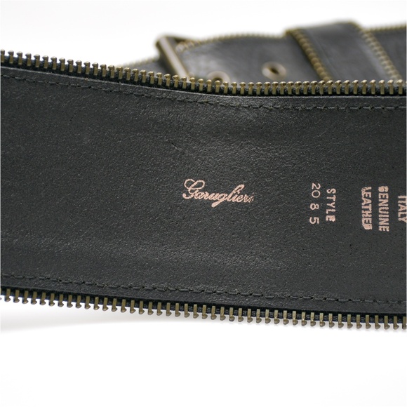 GARUGLIERI Belt Size L Black Brass Zipper Edge Made in Italy - Picture 8 of 8